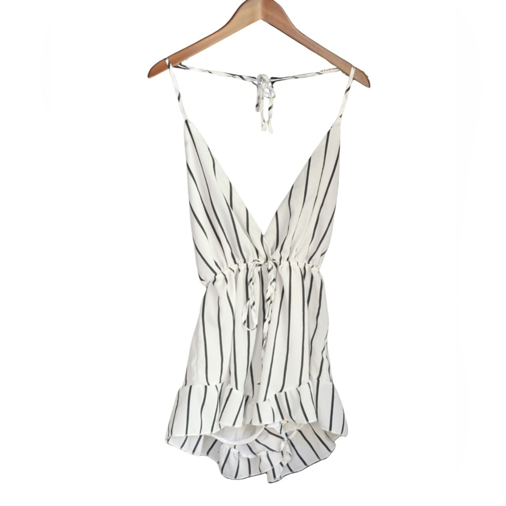 Striped Black and White Romper
